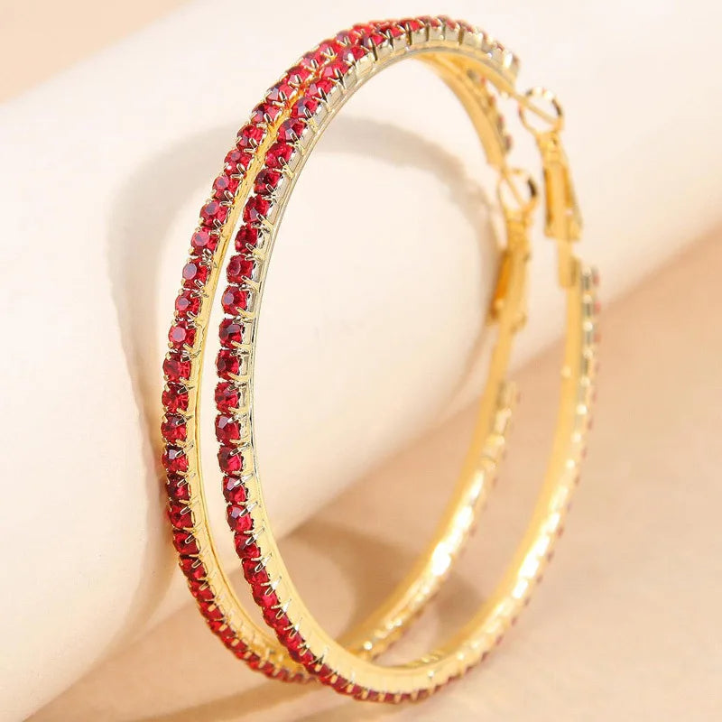 Ruby Crystal Hoops