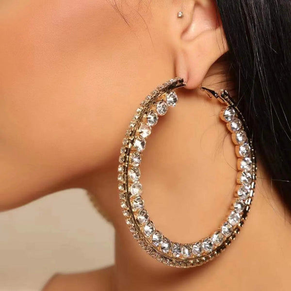 Double Crystal Hoop Earrings