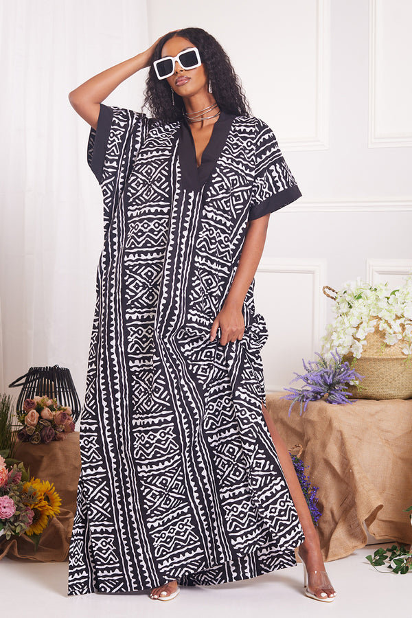 KADIJAH AFRICAN TRIBAL PRINT MAXI KAFTAN DRESS