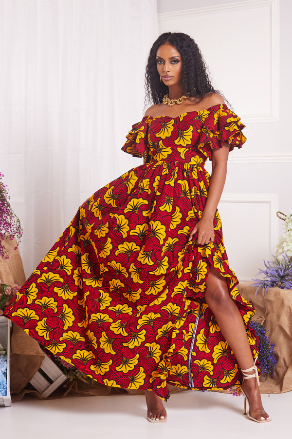 SARIFA AFRICAN PRINT MAXI DRESS