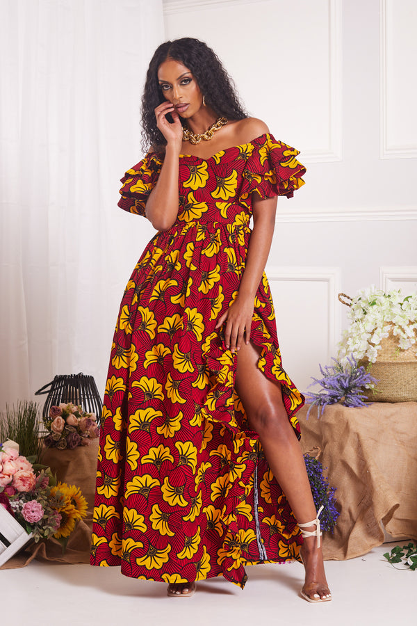 SARIFA AFRICAN PRINT MAXI DRESS