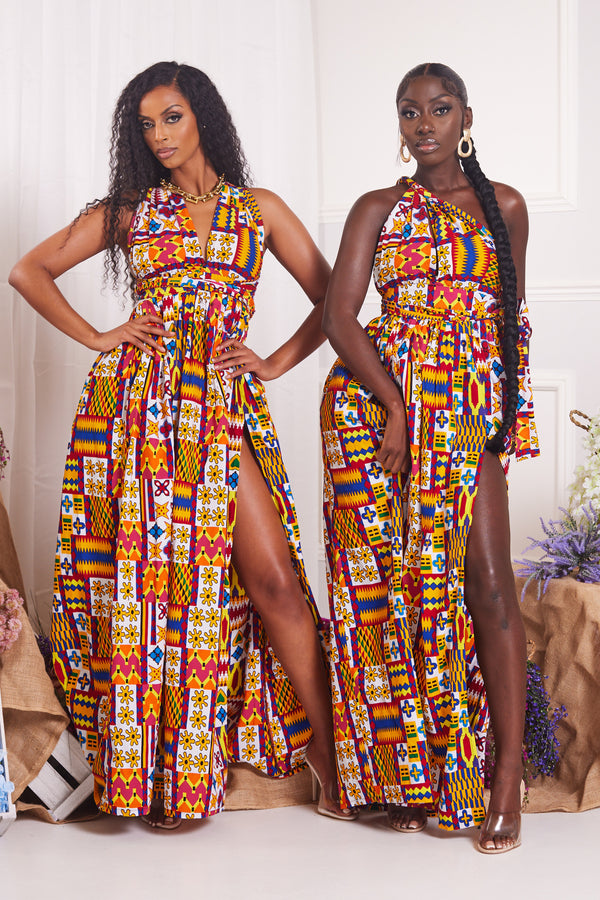 MAITHAMA AFRICAN PRINT INFINITY MAXI DRESS