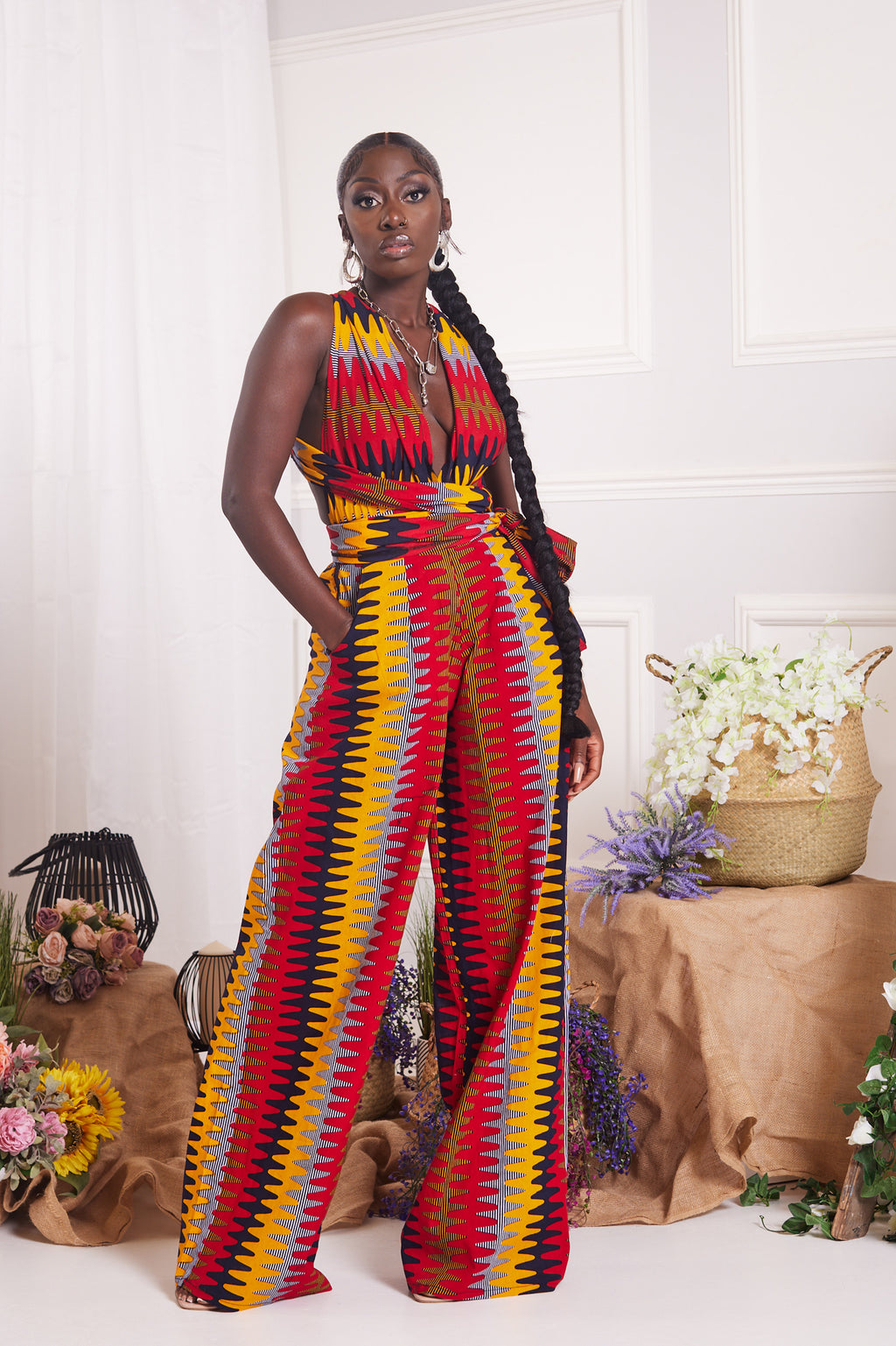 ALORA AFRICAN PRINT INFINITY JUMPSUIT