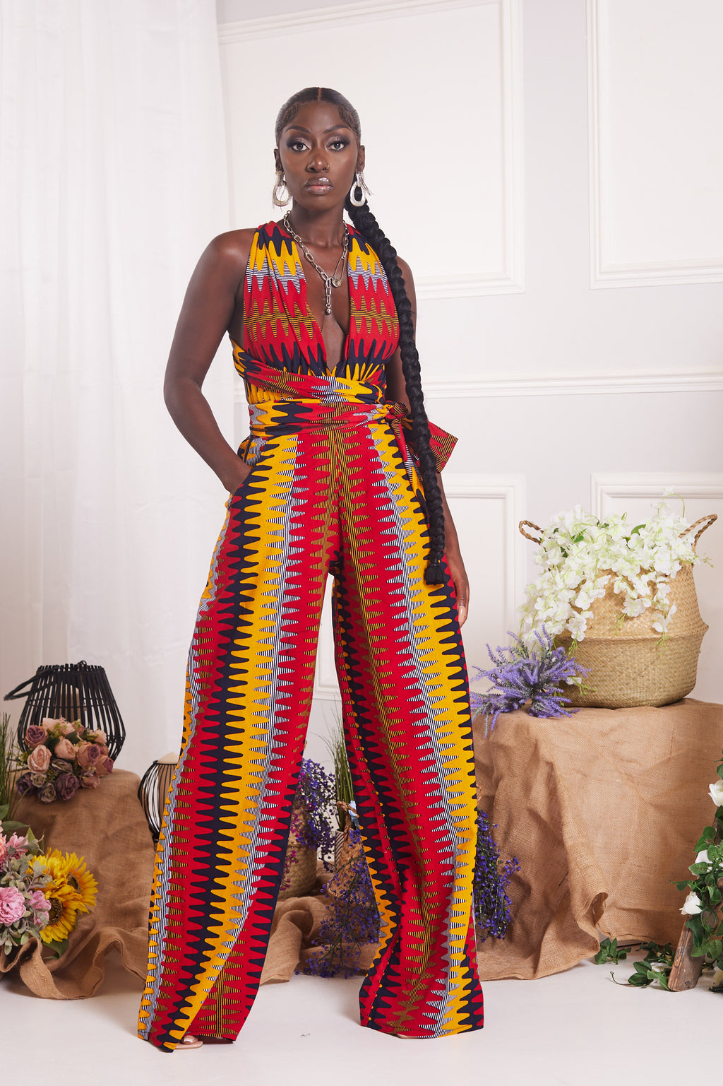 ALORA AFRICAN PRINT INFINITY JUMPSUIT