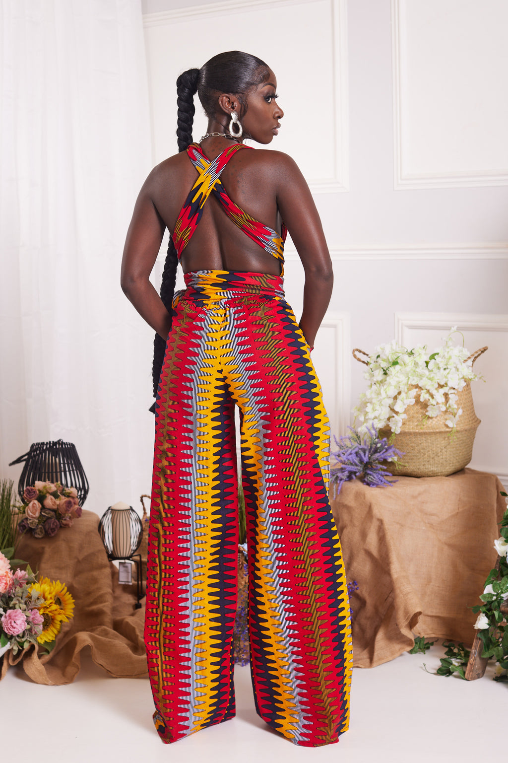 ALORA AFRICAN PRINT INFINITY JUMPSUIT-back view