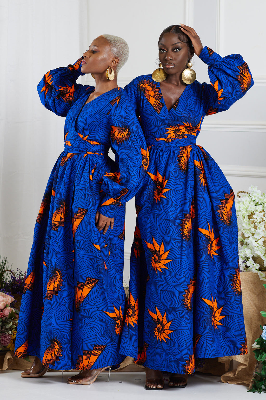 MESOGA AFRICAN PRINT MAXI WRAP DRESS