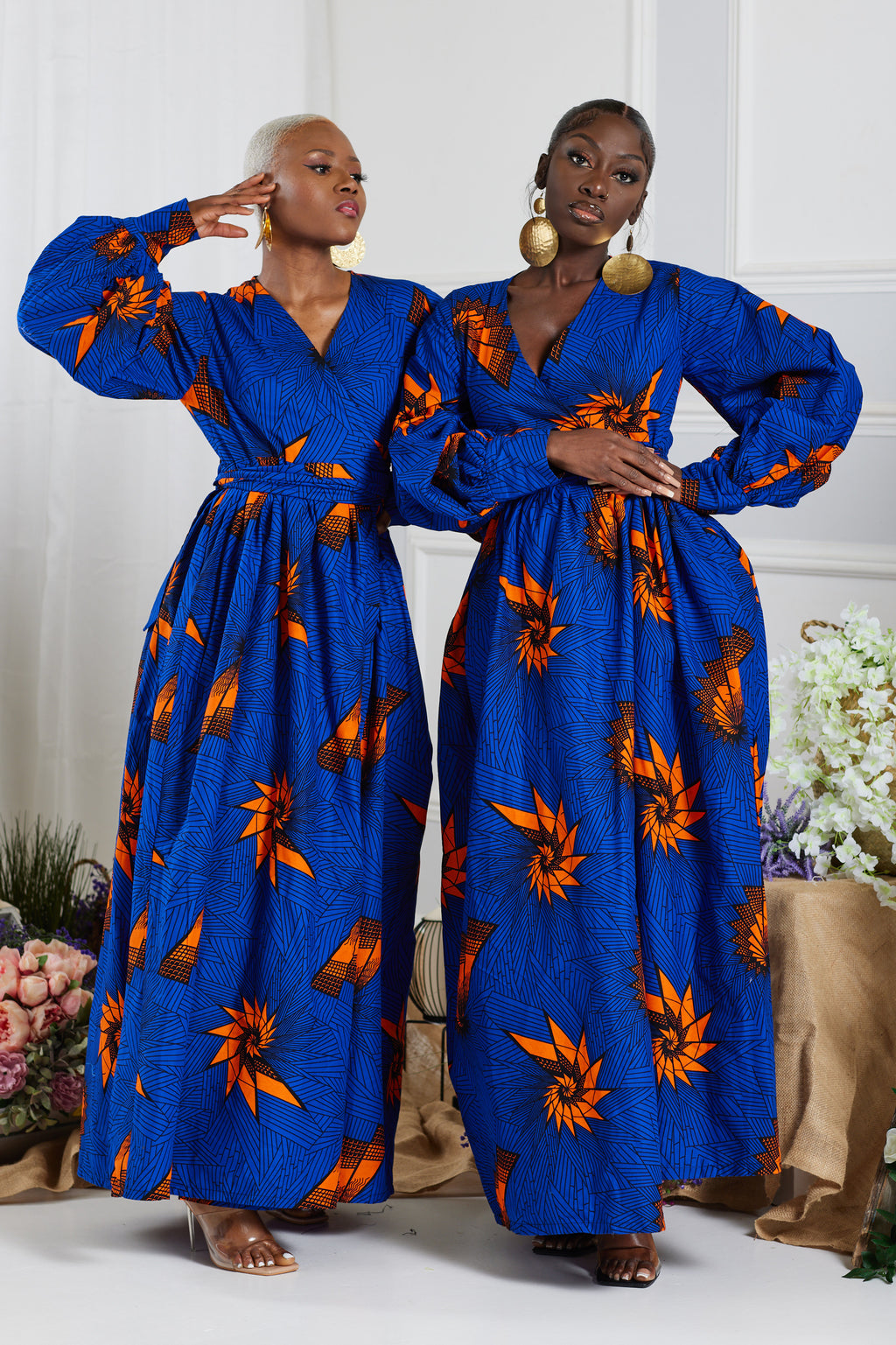 MESOGA AFRICAN PRINT MAXI WRAP DRESS