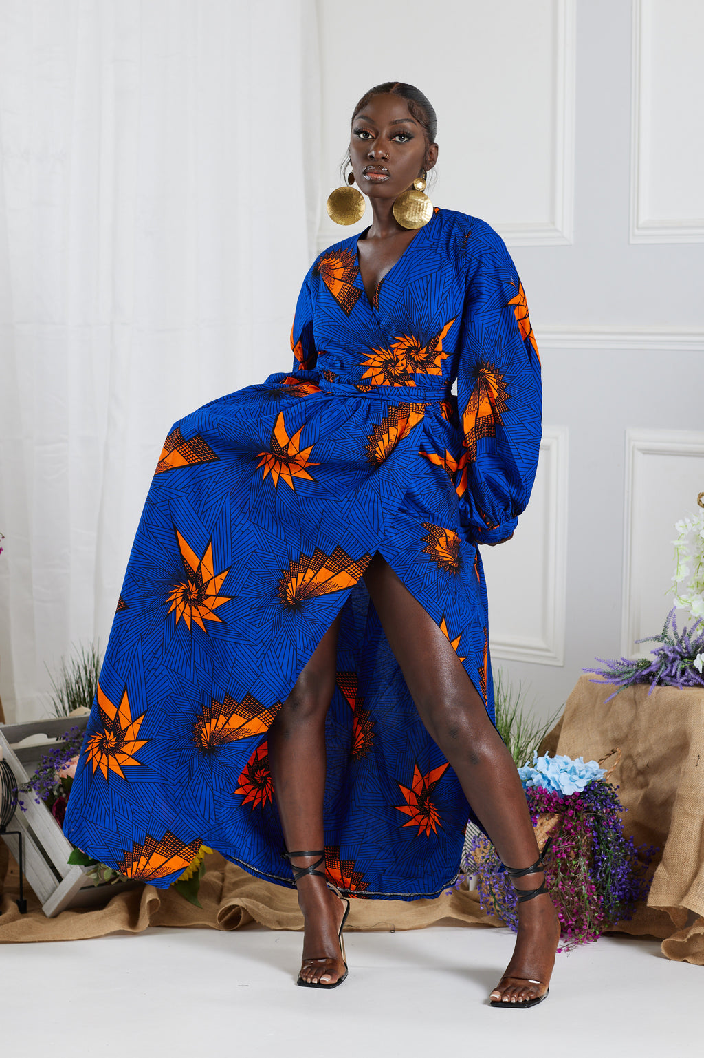 MESOGA AFRICAN PRINT MAXI WRAP DRESS