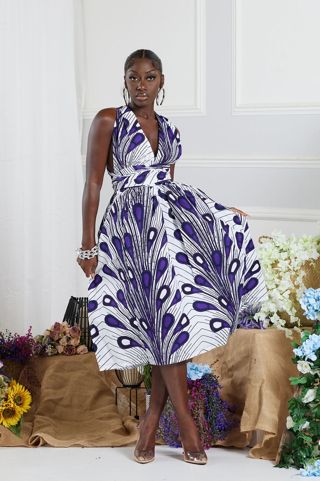 LADIPO AFRICAN PRINT FLAIR INFINITY MIDI DRESS