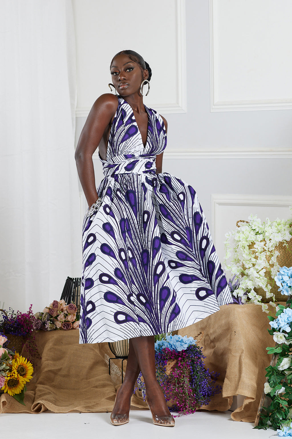 LADIPO AFRICAN PRINT FLAIR INFINITY MIDI DRESS