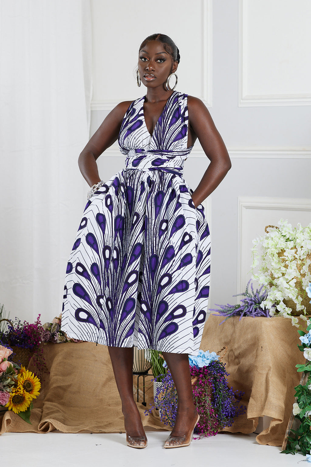 LADIPO AFRICAN PRINT FLAIR INFINITY MIDI DRESS