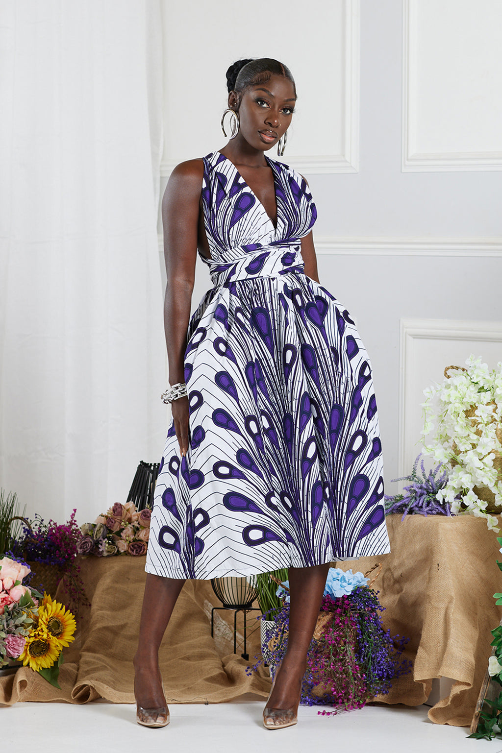 LADIPO AFRICAN PRINT FLAIR INFINITY MIDI DRESS