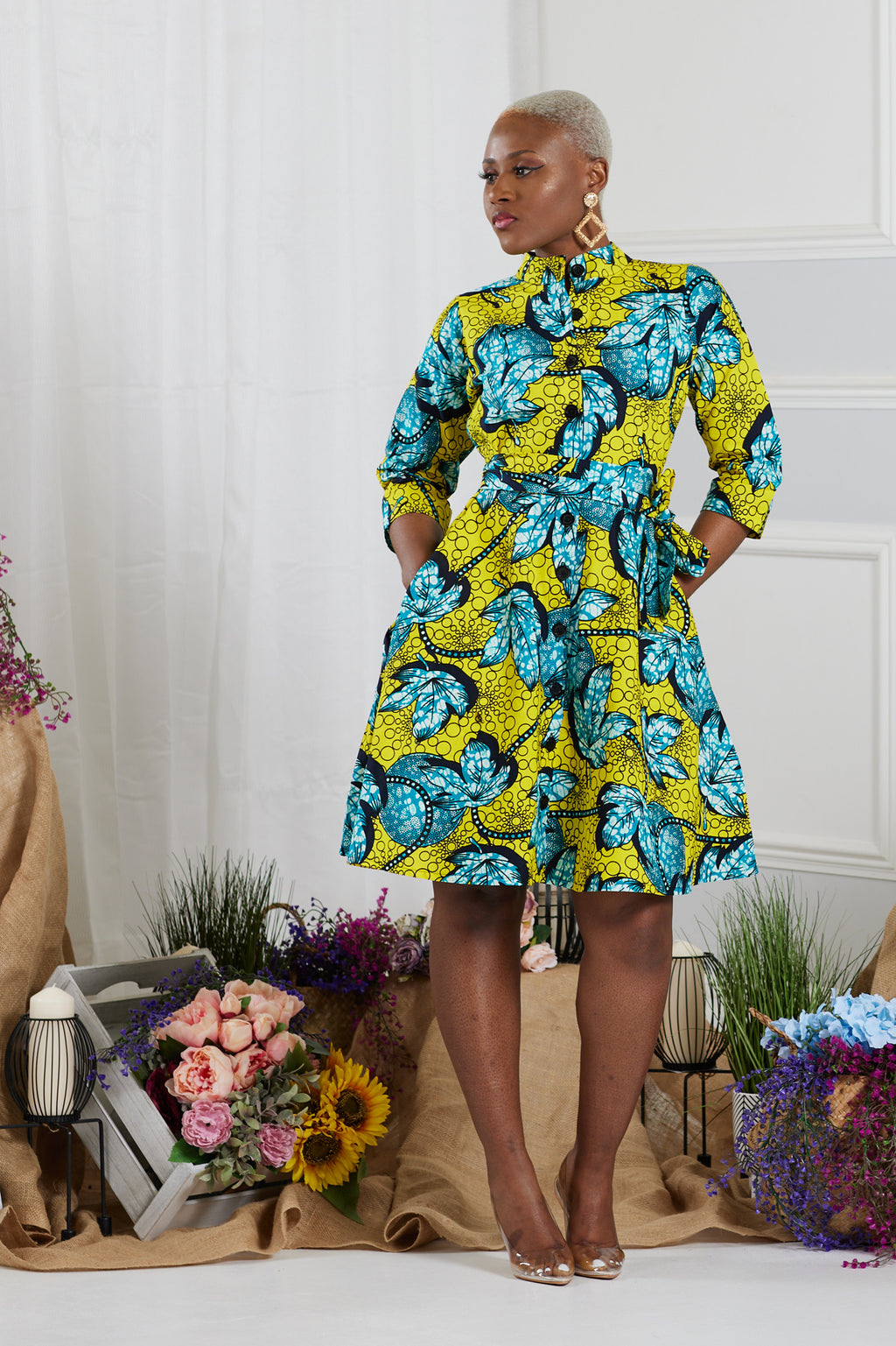 FOLARIN AFRICAN PRINT MINI SHIRT DRESS