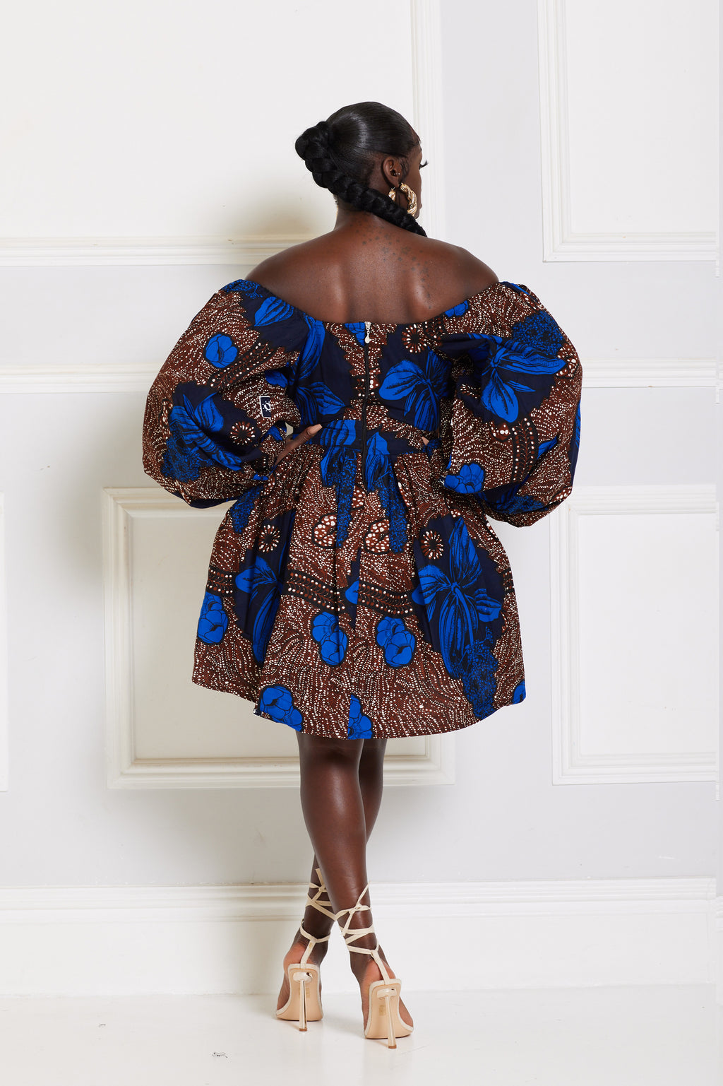 KIBO AFRICAN PRINT PUFFY SLEEVE MINI DRESS