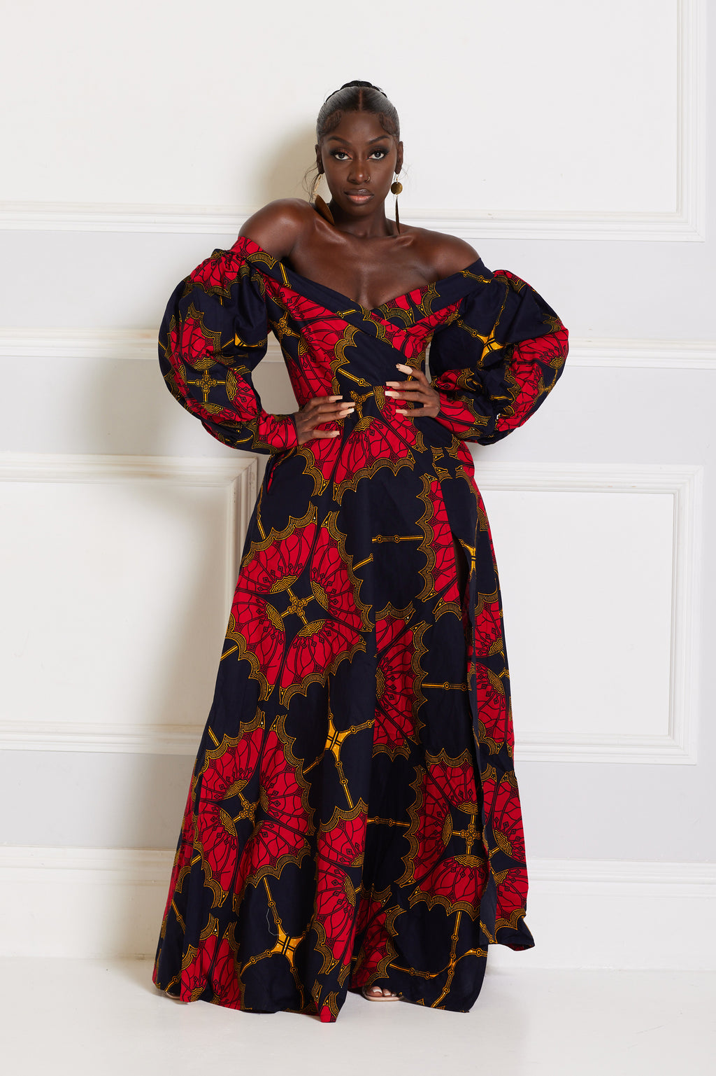 SYLVIA AFRICAN PRINT MAXI WRAP DRESS