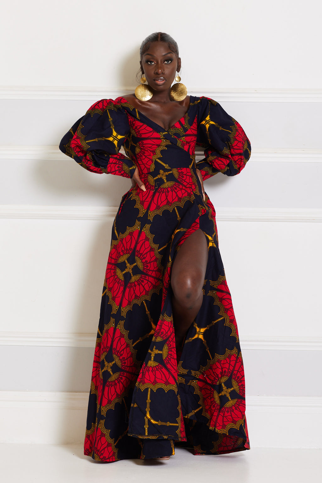 SYLVIA AFRICAN PRINT MAXI WRAP DRESS