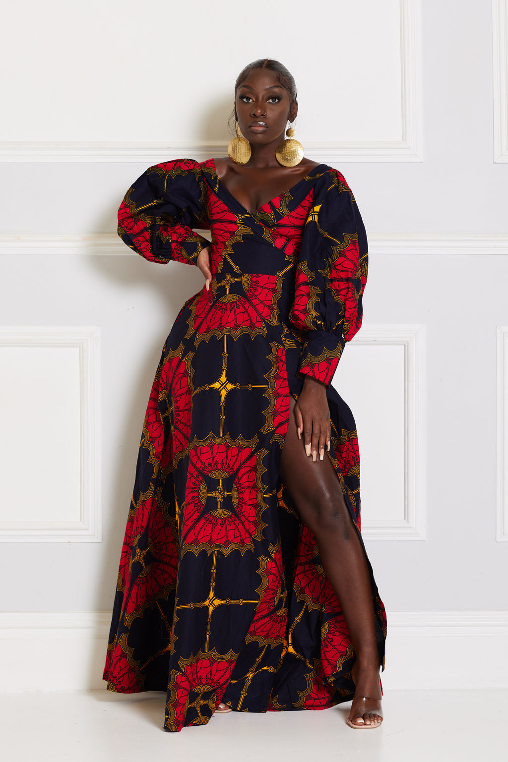 SYLVIA AFRICAN PRINT MAXI WRAP DRESS