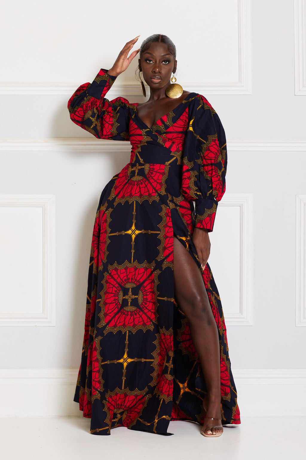 SYLVIA AFRICAN PRINT MAXI WRAP DRESS