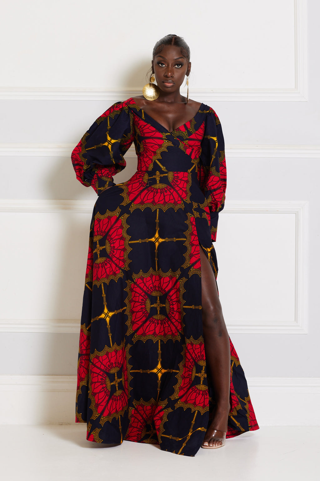 SYLVIA AFRICAN PRINT MAXI WRAP DRESS