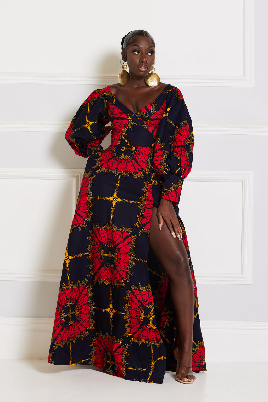 SYLVIA AFRICAN PRINT MAXI WRAP DRESS