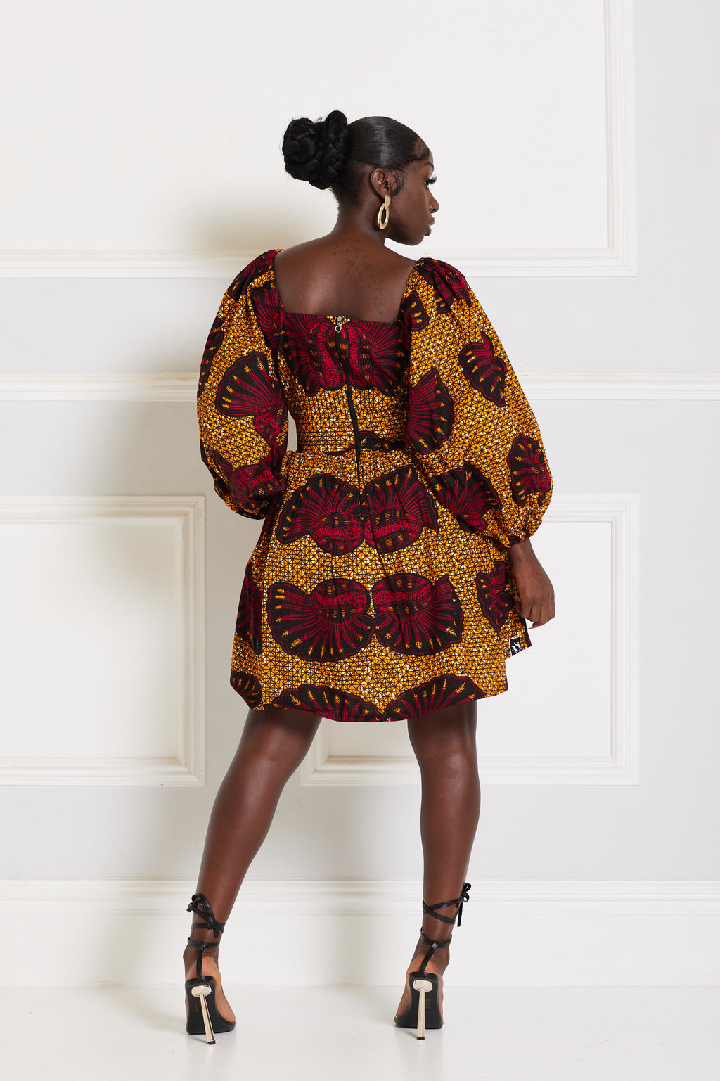 JADE AFRICAN PRINT PUFFY SLEEVE MINI DRESS