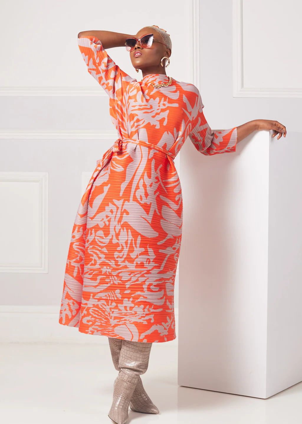Orange Sacaba Pleated