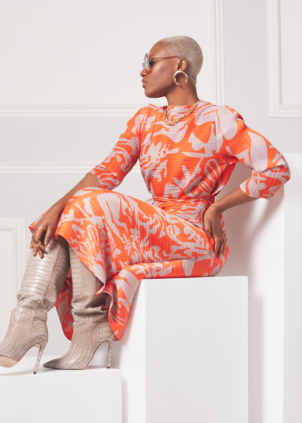 Orange Sacaba Pleated