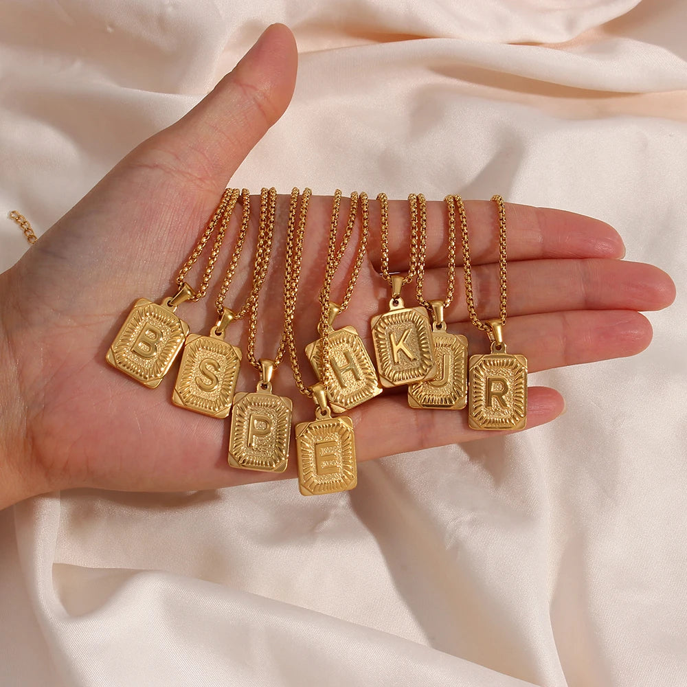 Squared Initials Necklace