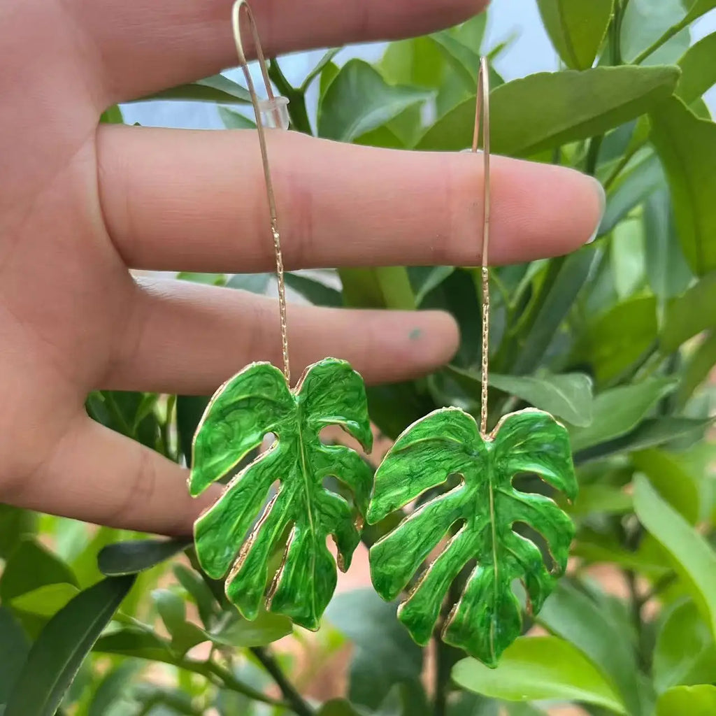 Tropical Leaf Statement Earring