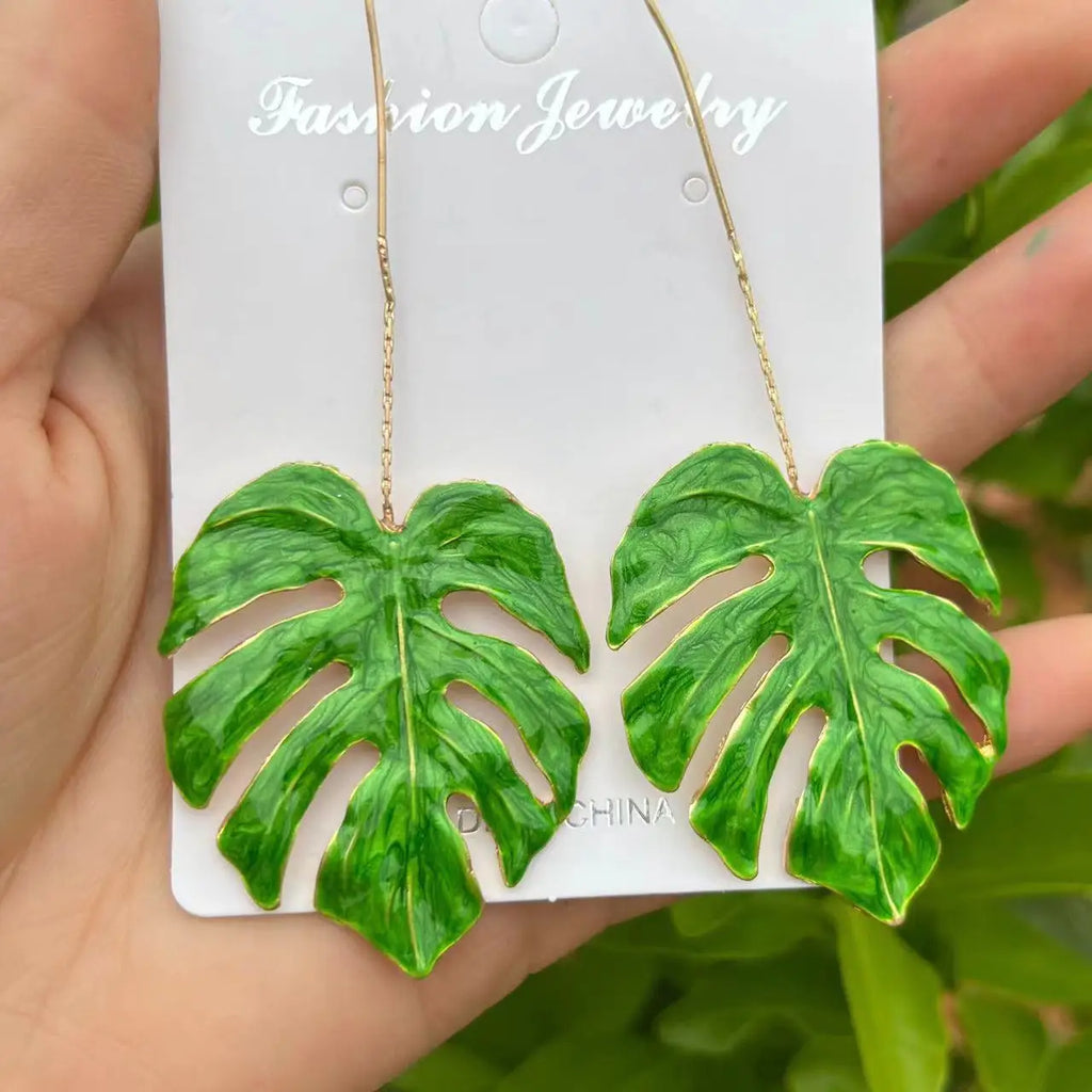 Tropical Leaf Statement Earring