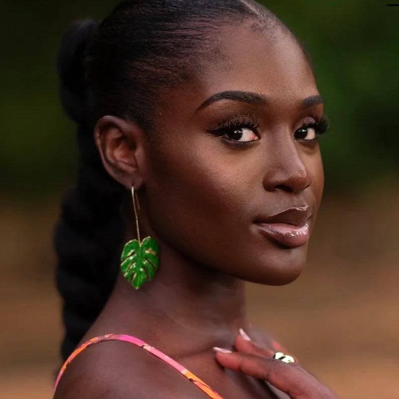 Tropical Leaf Statement Earring