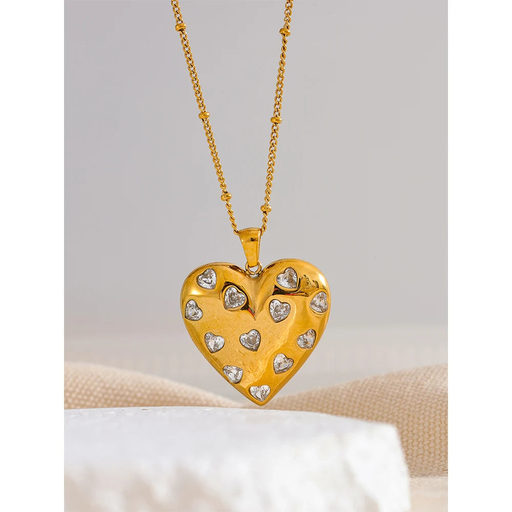 Crystal Heart Necklace Set