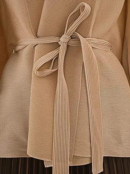 Solid Print Pleated Set