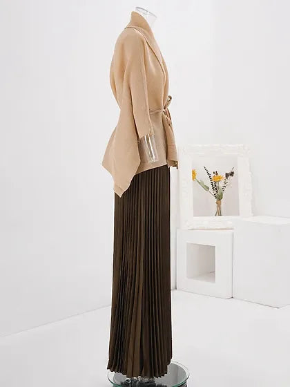 Solid Print Pleated Set