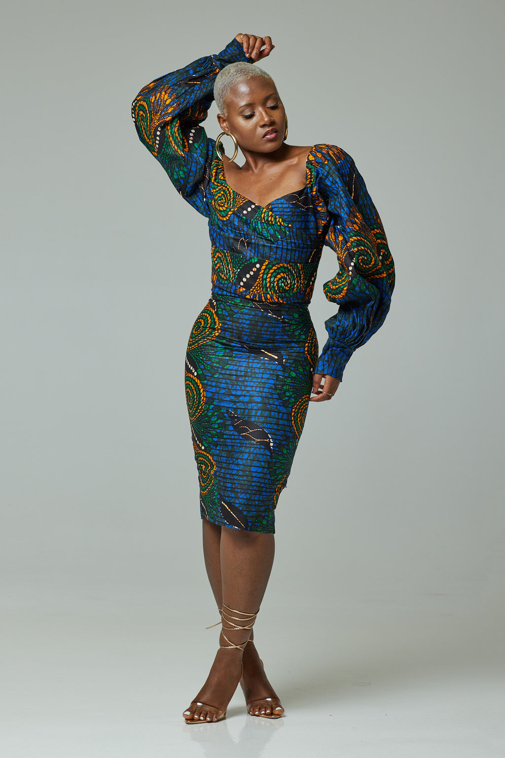 NASAPE AFRICAN PRINT FITTED MIDI DRESS