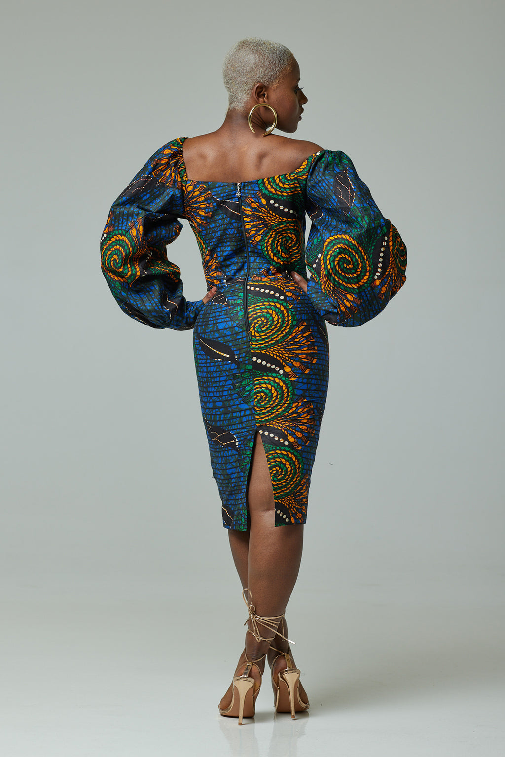 NASAPE AFRICAN PRINT FITTED MIDI DRESS