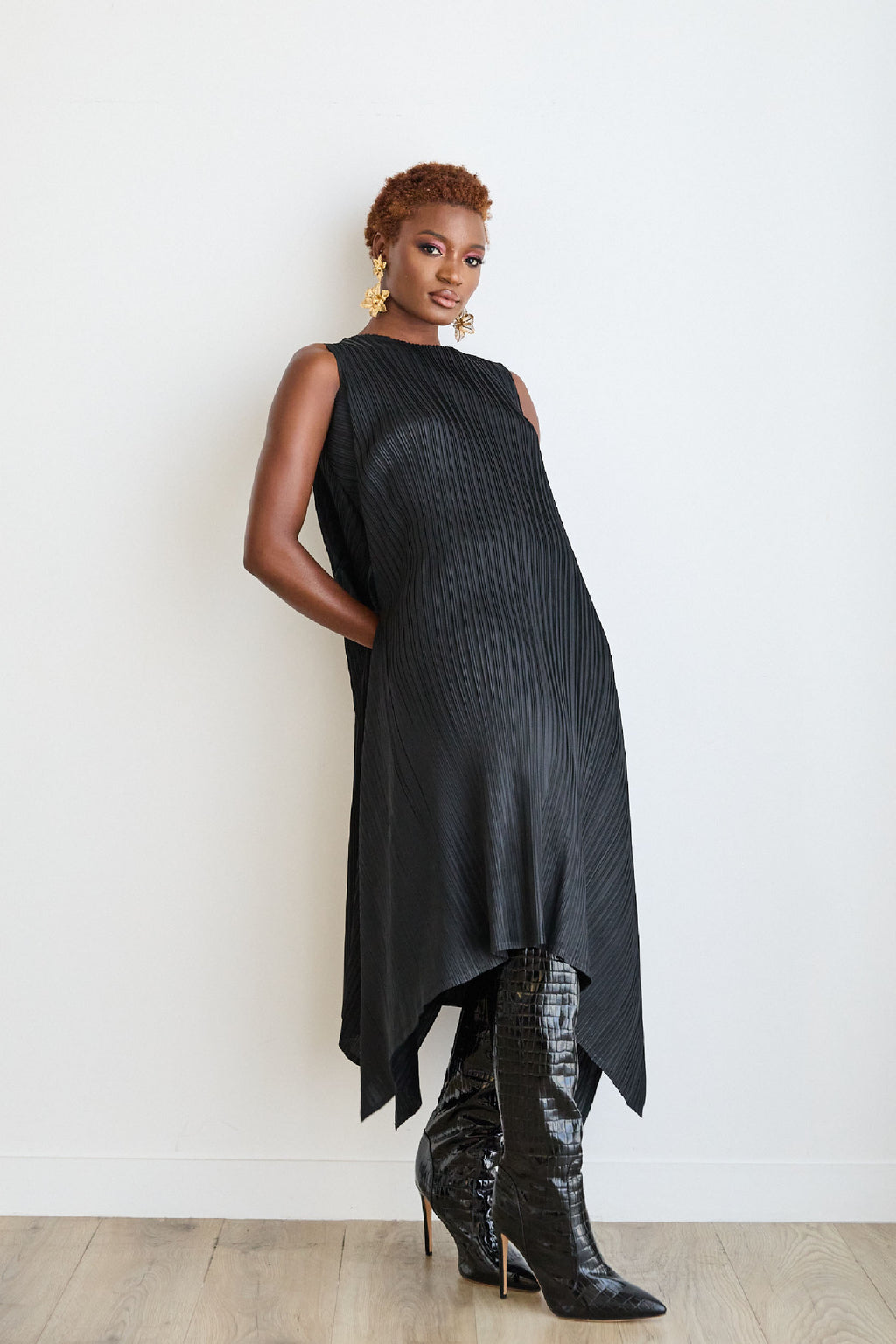 Denise Flowy Pleated Dress