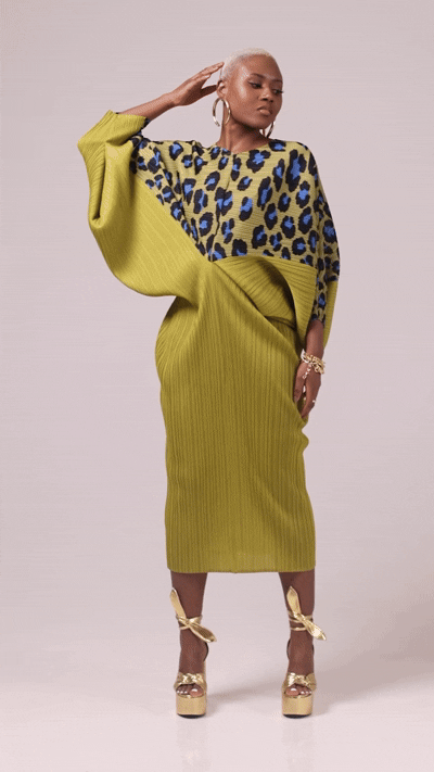 Leopard Print Pleated