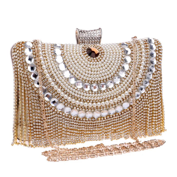 Papadou Crystal Tassel Party Clutch