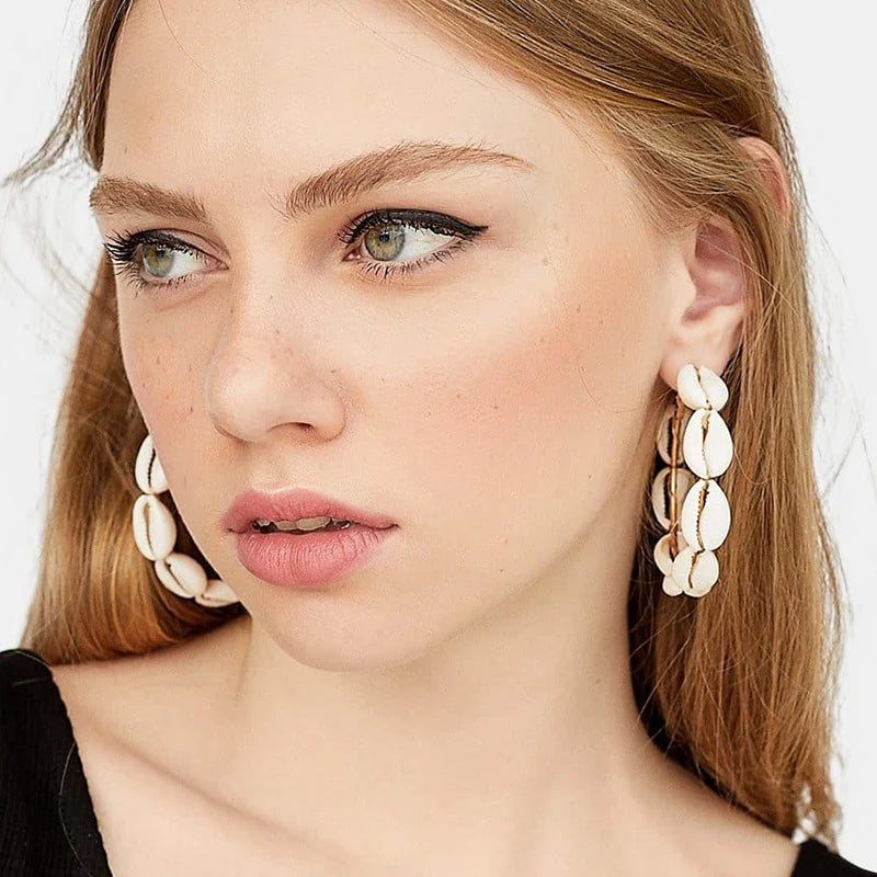 Cowrie Shell Hoops