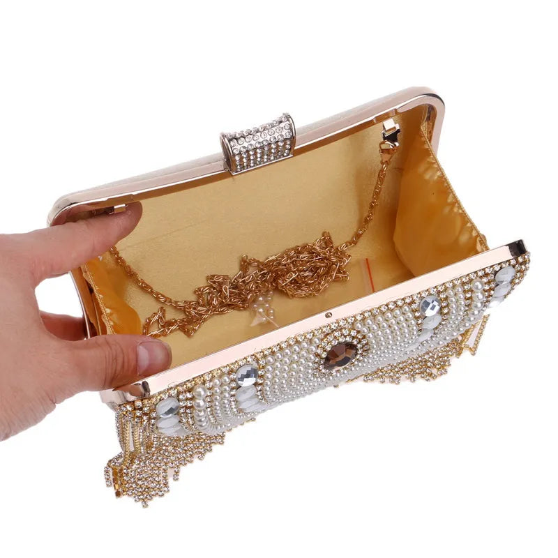 Papadou Crystal Tassel Party Clutch