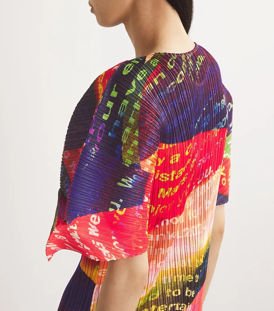 Printed Plisse Shoulder