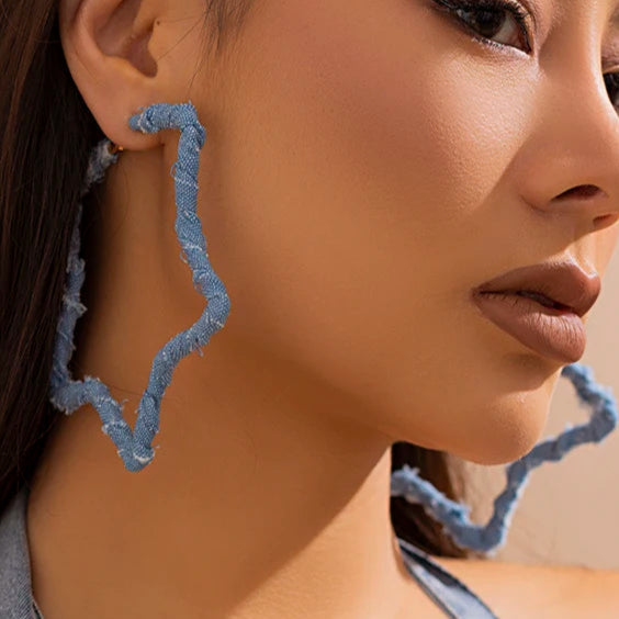 Geometric Denim Hoops