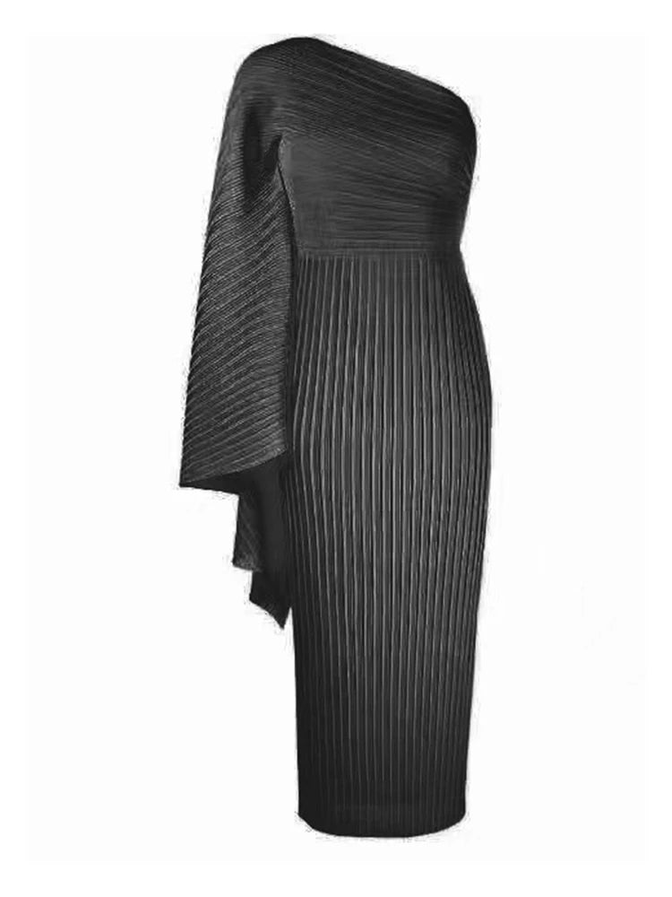 Black Asymmetrical Plisse