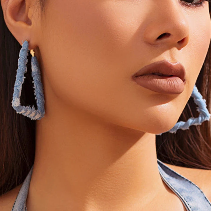 Geometric Denim Hoops