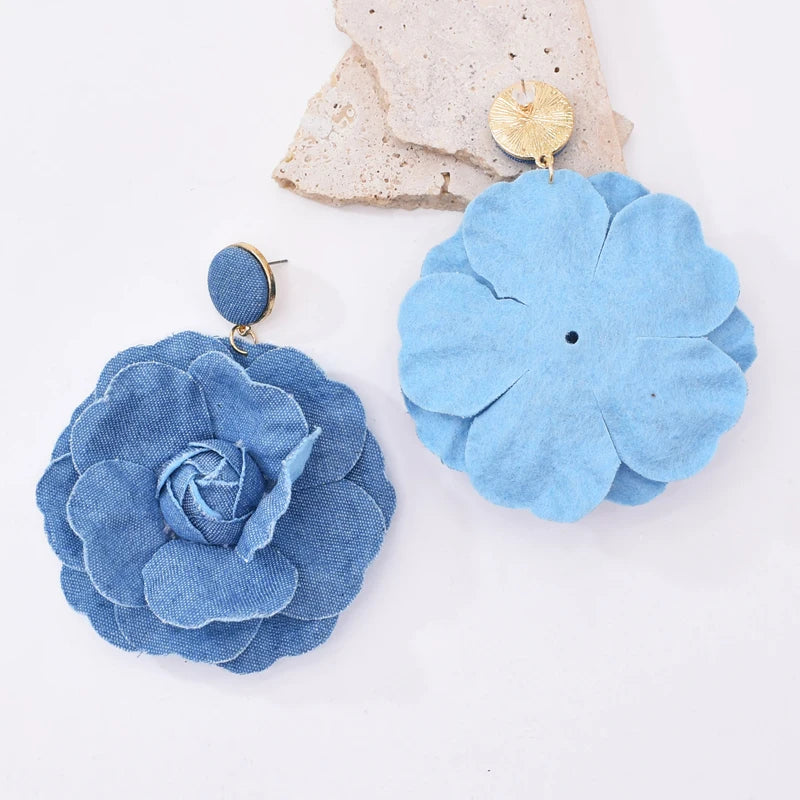 Denim Petal Earrings