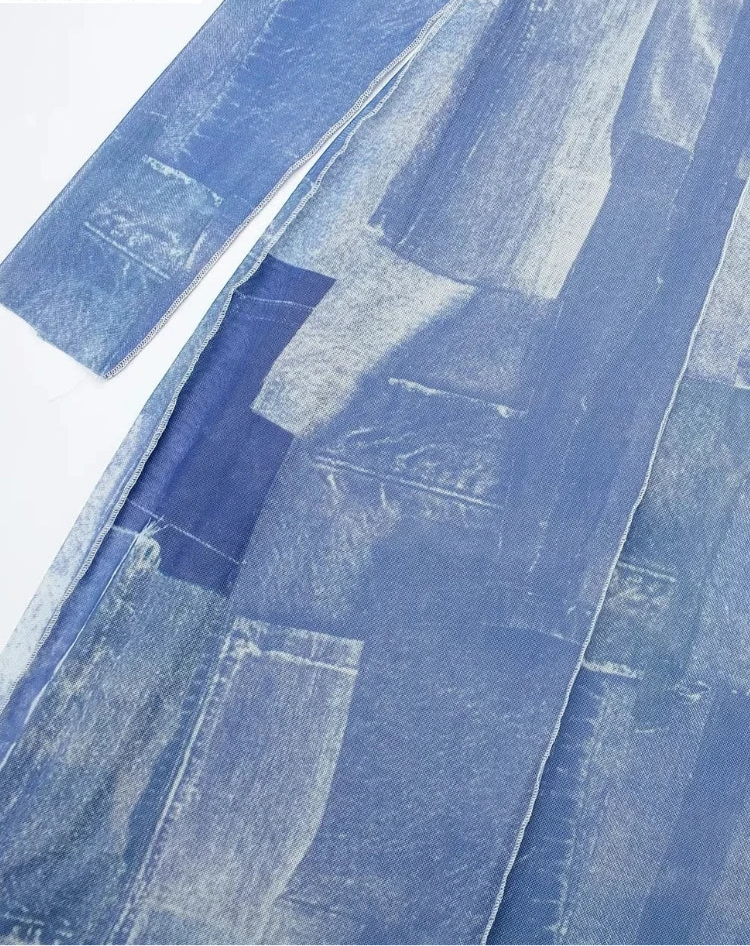 Denim Patchwork Print