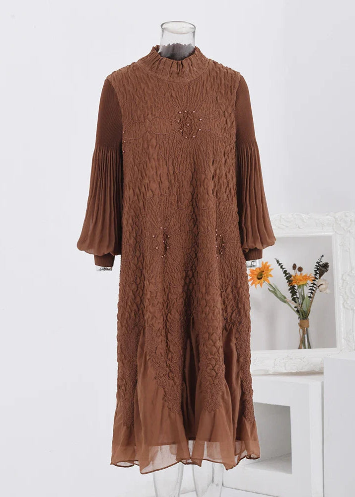 Retro Pearl Pleated Dress