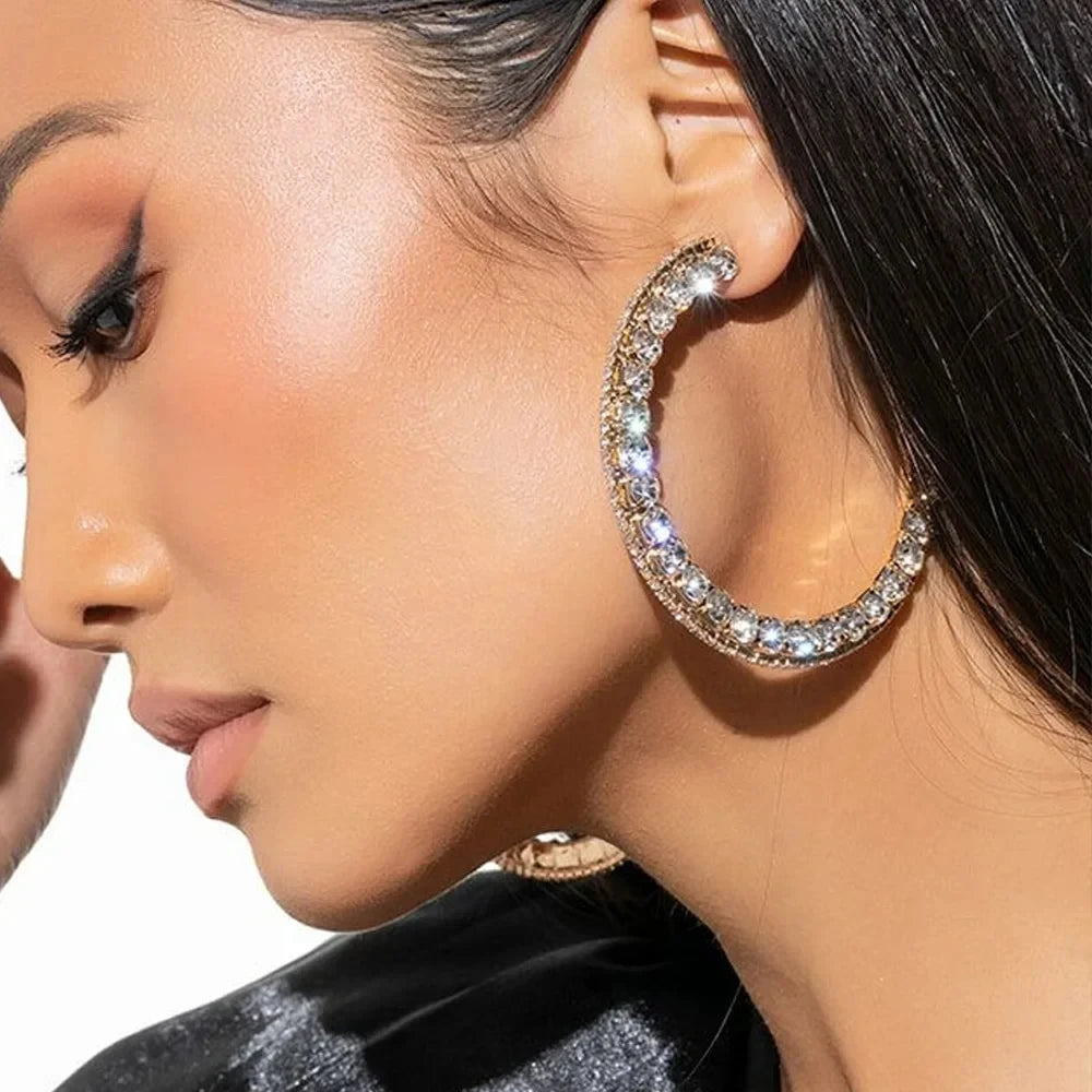 Double Crystal Hoop Earrings