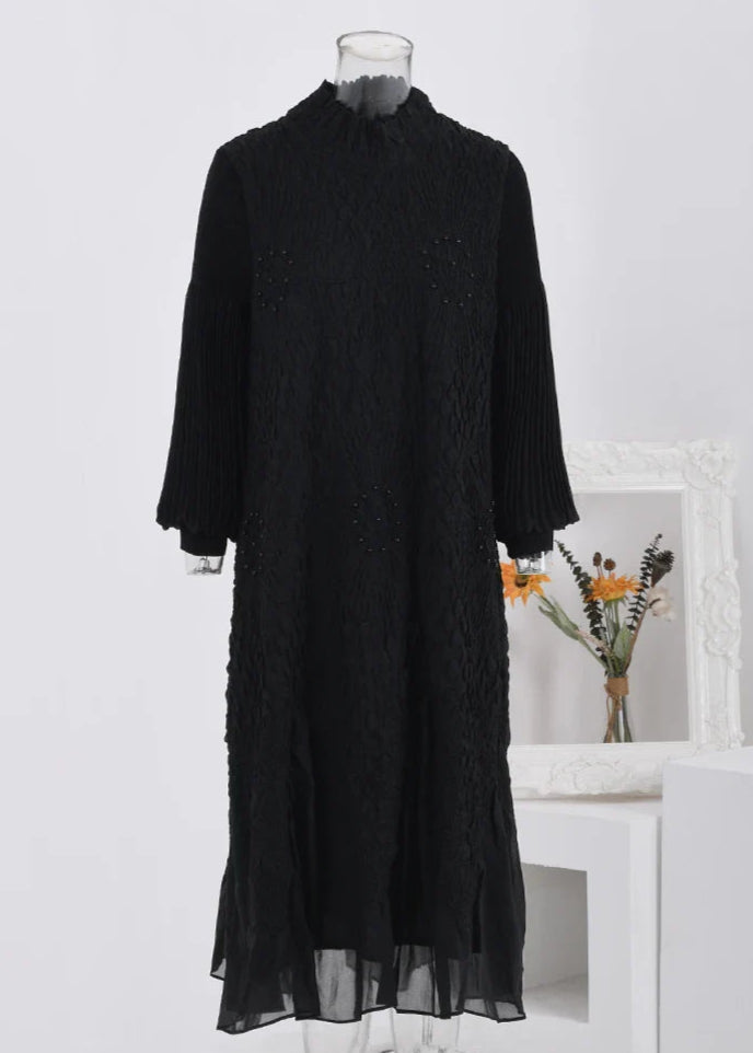 Retro Pearl Pleated Dress